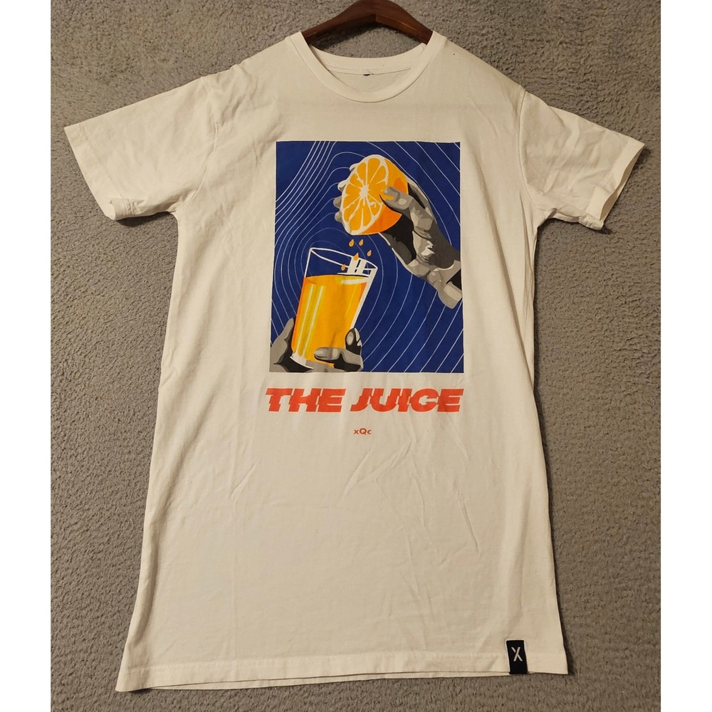 Meta xQc The Juice Graphic T-Shirt Mens Medium White Short Sleeve Cotton USA